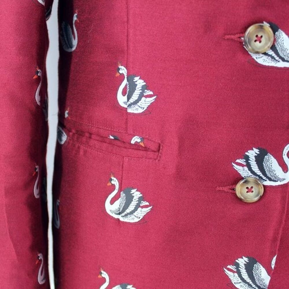 Cooper Trelise Cooper Jacket Swan Song Blazer Burgundy Embroidered Jacquard US 4 - Picture 11 of 12